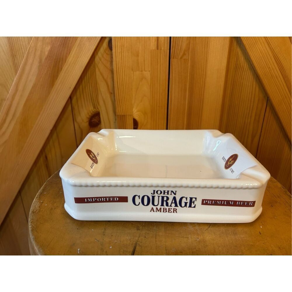 Large Ceramic John Courage Amber Beer Cigar Ashtray (5130)